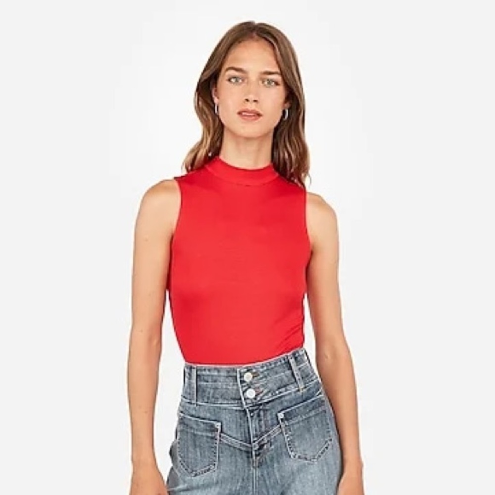 Express ribbed mock turtleneck thong bodysuit